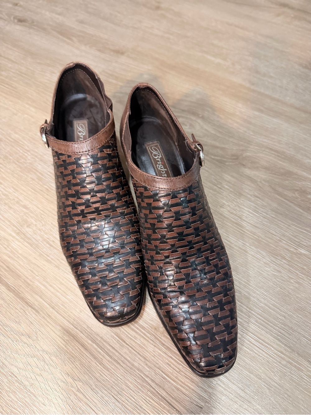 Brighton Women’s Brown Woven Leather Ankle Bootie Size 6.5